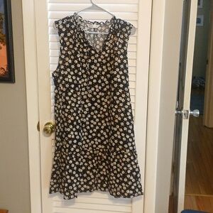 Sonoma Black And Floral Sleevesless Dress NWT